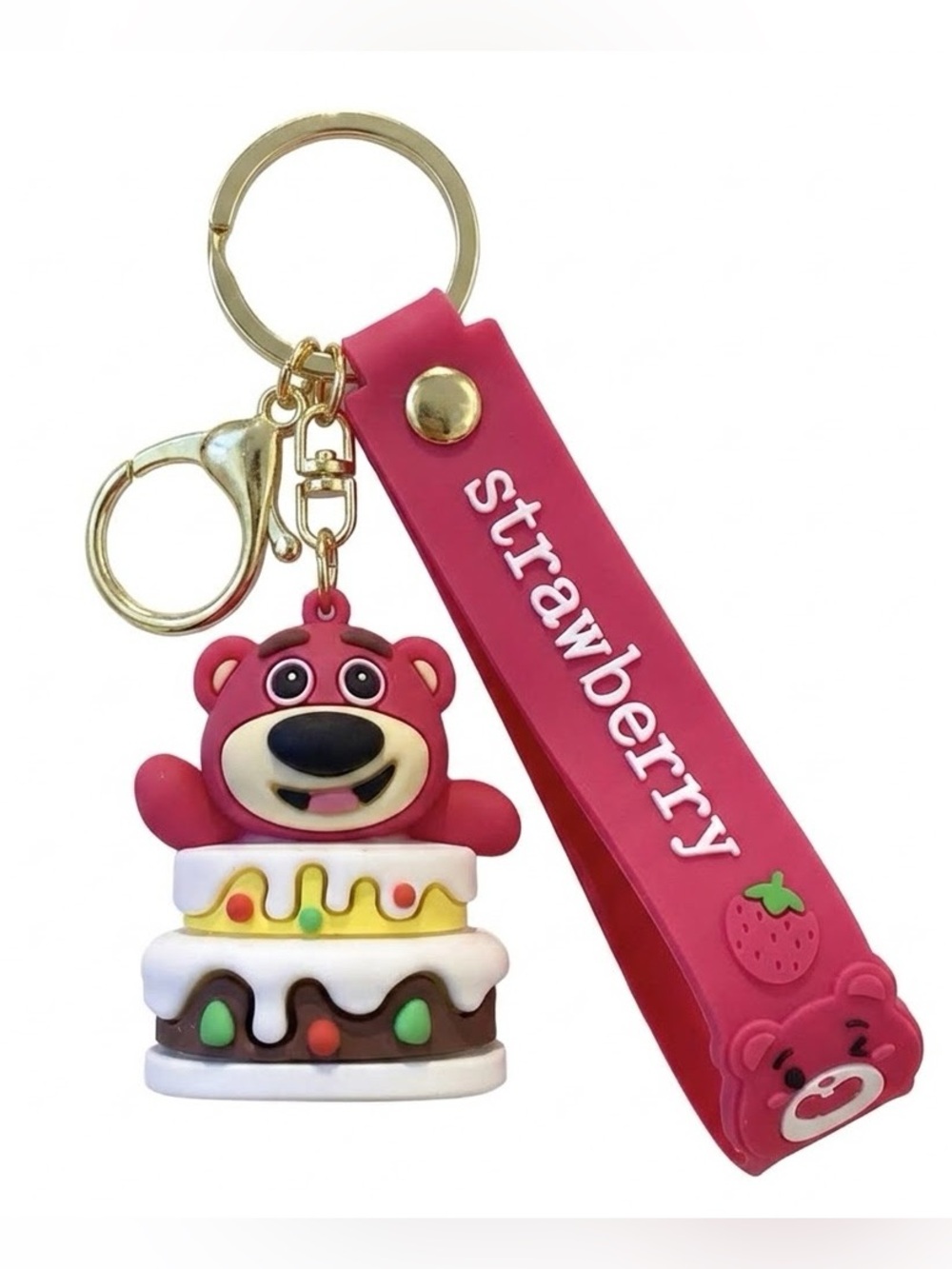 Disney Pixar Toy Story Lotso Bear Birthday Cake Silicone Keychain Bag Charm